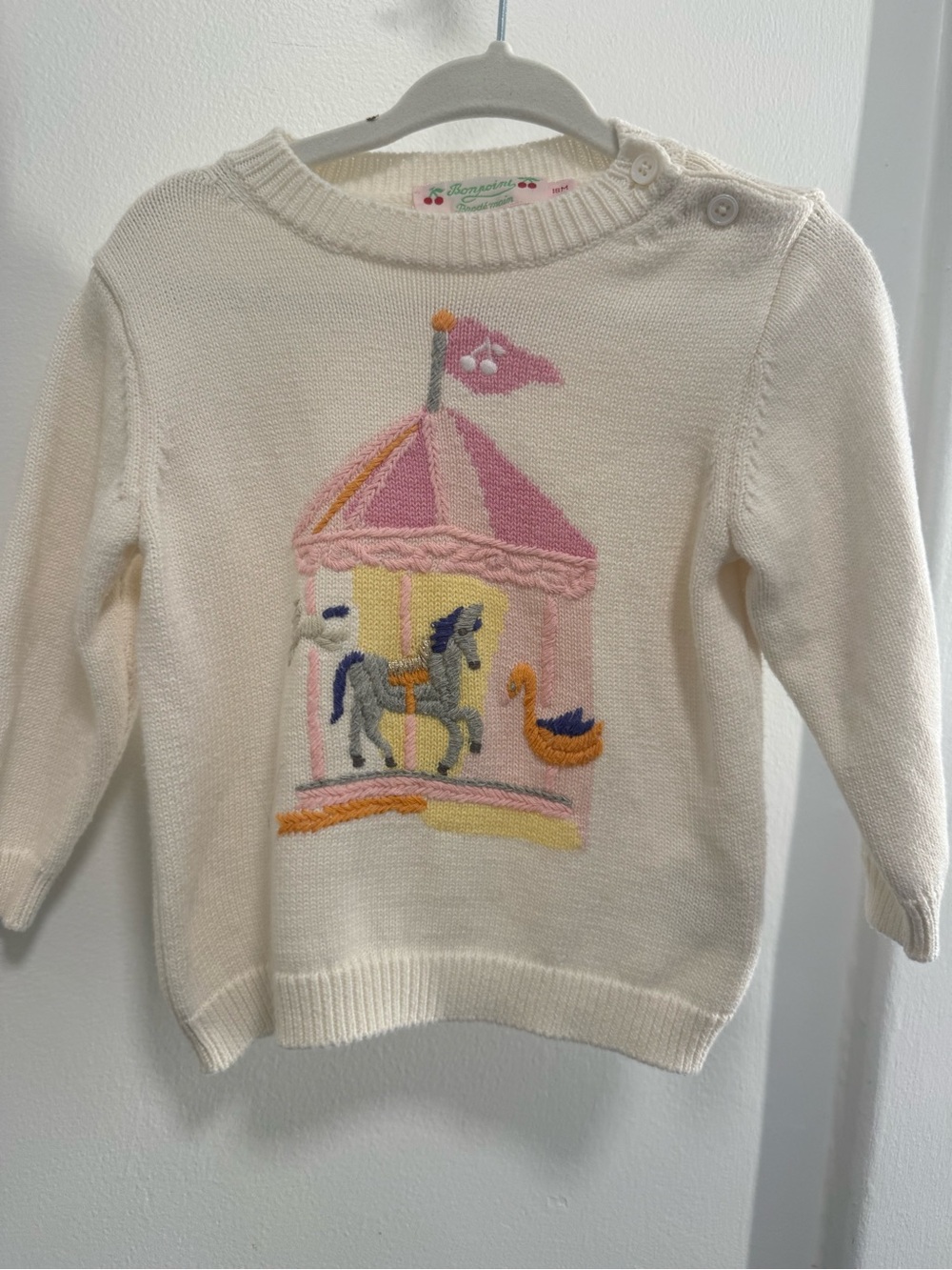 Bonpoint Baby Girls Merry-Go-Round Intarsia Cashmere-Blend Sweater (18 Months)